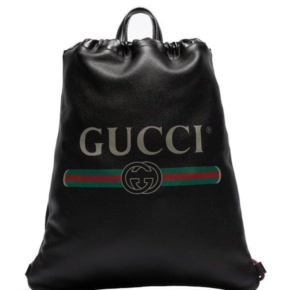 Authentic Gucci drawstring leather backpack in black - Picture 2 of 14